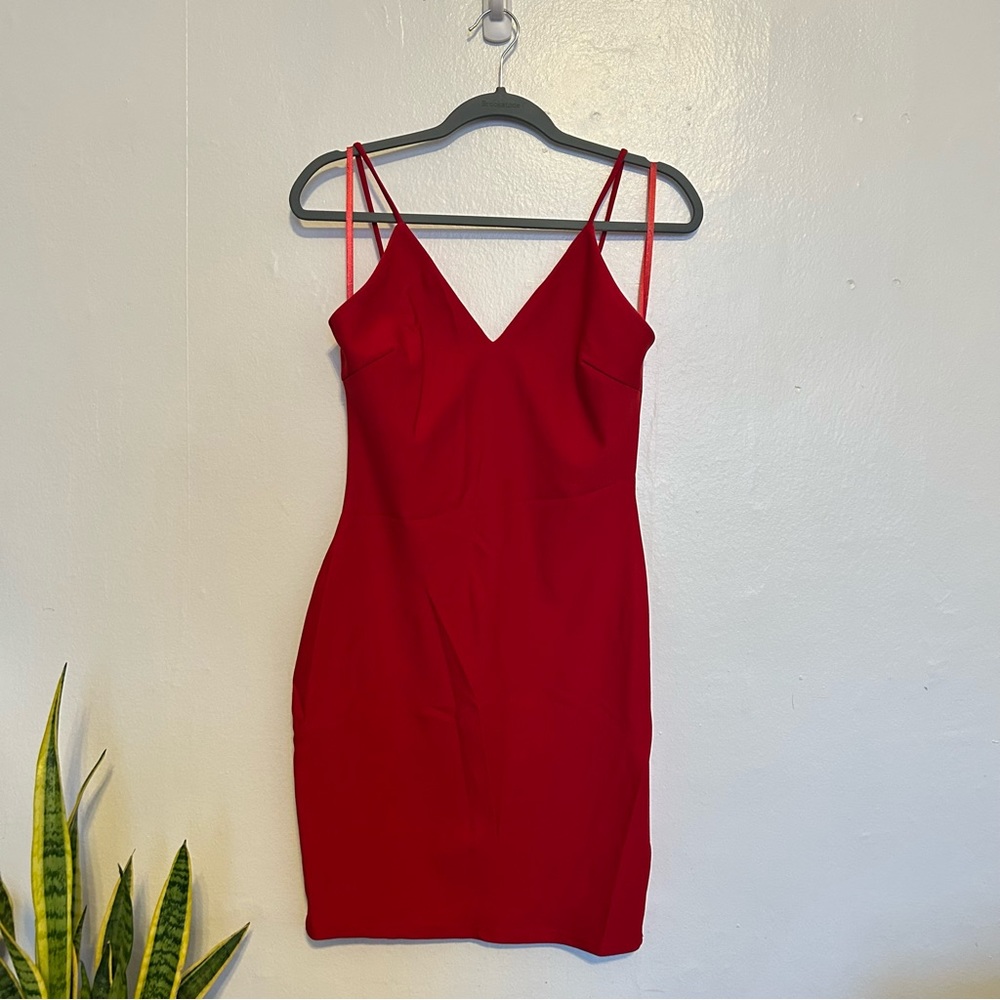 Windsor Red Adjustable Strap Bodycon Cocktail semi formal Dress Size L